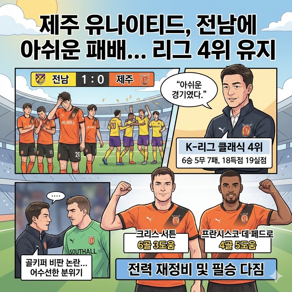 제주 감독 [전남戰 패배] 아쉬움 삼킨 한마디